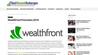 WealthFront Promotion 2018 - Best Discount Brokerages