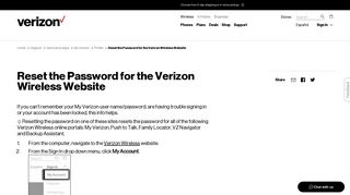 Reset the Password for the Verizon Wireless Website | Verizon Wireless