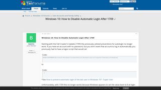 Windows 10: How to Disable Automatic Login After 1709 Solved ...