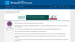 Automatic login of last user? | Windows 10 Forums