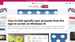 hide user account windows 10