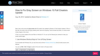 How to Fix Gray Screen on Windows 10 Fall Creators Update | Driver ...