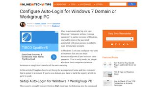 Configure Auto-Login for Windows 7 Domain or Workgroup PC