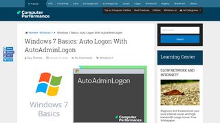 Windows 7 Basics: AutoAdminLogon | Including Regedit Instructions
