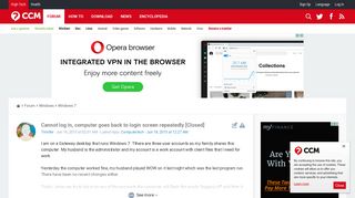 Cannot log in, computer goes back to login screen repeatedly - Ccm.net