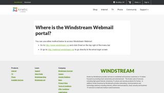 Where is the Windstream Webmail portal? | Support | Windstream