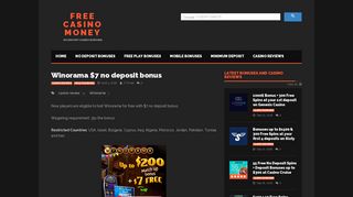 Winorama $7 no deposit bonus - FREE CASINO MONEY