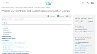 Wireless LAN Controller Web Authentication Configuration Example ...