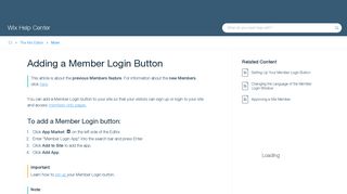 Adding a Member Login Button | Help Center | Wix.com
