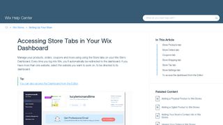 Accessing Store Tabs in Your Wix Dashboard | Help Center | Wix.com