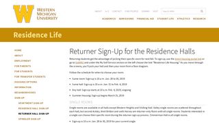 Returner Sign-Up for the Residence Halls - Western Michigan University