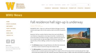 Fall residence hall sign-up is underway | WMU News | Western ...
