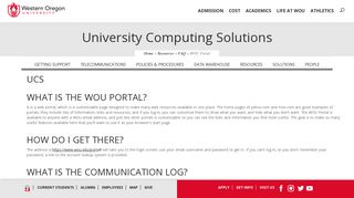 WOU Portal - University Computing Solutions