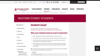 Student email | Western Sydney University