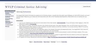 WVUP Criminal Justice Advising - Google Sites