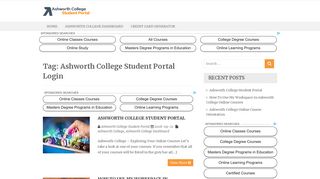 Ashworth College Student Portal Login