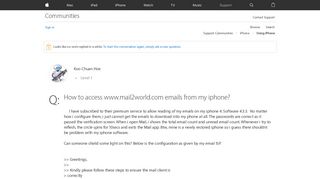 How to access www.mail2world.com emails f… - Apple Community ...