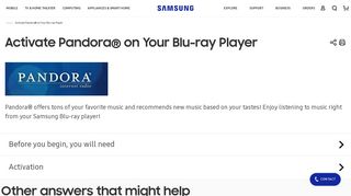 Activate Pandora® on Your Blu-ray Player - Samsung