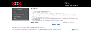 New User Registration - XOX Self Care - XOX™ Mobile
