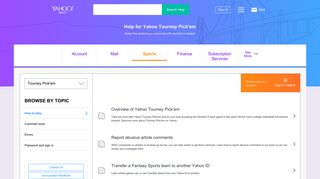 Help for Yahoo Tourney Pick'em - Help for Yahoo Account