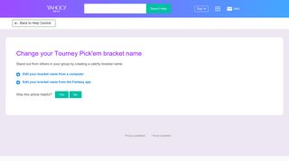 Change your Tourney Pick'em bracket name | Yahoo Help - SLN6661