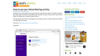 How to see your Yahoo! Mail log activity - Arul John
