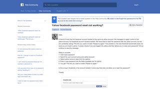 Yahoo facebook password reset not working? | Facebook Help ...
