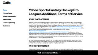 Yahoo Sports Fantasy Hockey Pro Leagues Additional Terms of ...