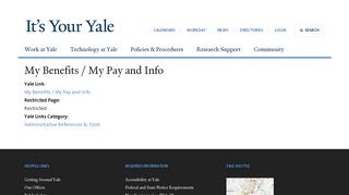 My Benefits / My Pay and Info - It's Your Yale - Yale University
