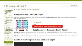 #! Google Achieve Card.com Login 93820 - 888 Approval Fast 5