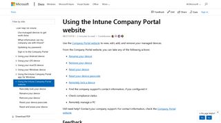 Using the Intune Company Portal website | Microsoft Docs