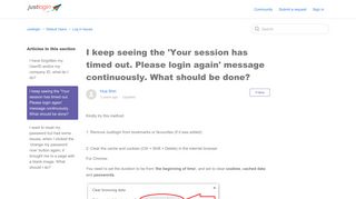 I keep seeing the 'Your session has timed out. Please login again ...