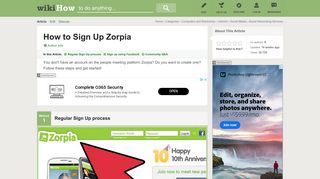 Zorpia sign in login