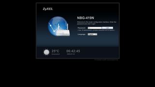 NBG-419N Welcome to the router configuration interface. Enter the ...
