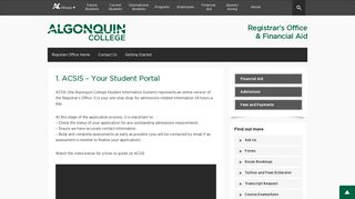 
                            1. 1. ACSIS – Your Student Portal | Registrar's Office ... - Algonquin College - Algonquin College Student Portal