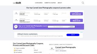 
                            8. 10% off at Carmel Jane Photography (2 Coupons) January 2020 - Carmel Jane Photography Portal