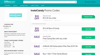
                            8. $10 off InstaCandy Promo Codes & Coupons 2020 - Offers.com - Instacandy Portal