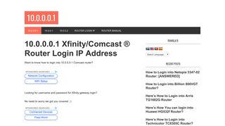 
10.0.0.0.1 Xfinity/Comcast ® Router Login [Official]  
