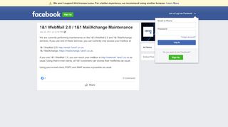 
                            6. 1&1 WebMail 2.0 / 1&1 MailXchange Maintenance | Facebook - 1and1 Mailxchange Portal
