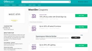 
                            2. 15% off West Elm Coupons & Promo Codes 2020 - Offers.com - West Elm Sign Up