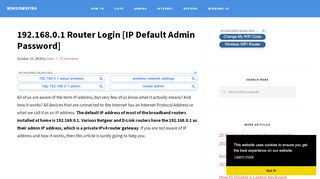 192.168.0.1 Router Login [IP Default Admin Password ...
