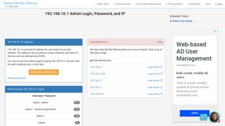 
192.168.10.1 Admin Login, Password, and IP - Clean CSS  
