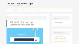 
192.168.10.1 IP Admin Login, Username & Password Guide  
