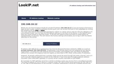192.168.10.12 - Private Network  IP Address Information ...