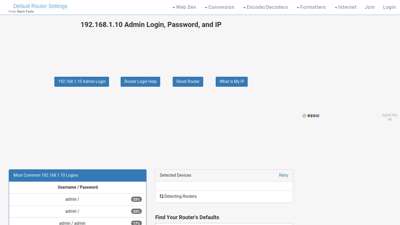 192.168.1.10 Admin Login, Password, and IP