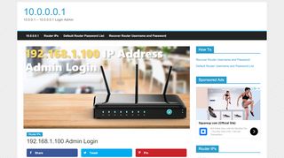 
192.168.1.100 Admin Login | Default Username and Password  
