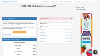 
192.168.1.100 Admin Login, Password, and IP - Clean CSS  
