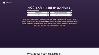 
192.168.1.100 IP Address and What It Is For - NetSpot  
