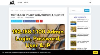 
192.168.1.100 IP Login Guide, Username & Password ...  
