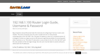 
192.168.1.100 Router Login Guide, Username & Password ...  
